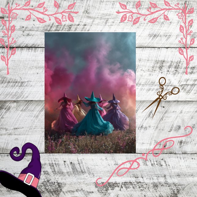 Decoupage Whimsical Colorful Witches Sisterhood Tissue Paper (Creator Uploaded)