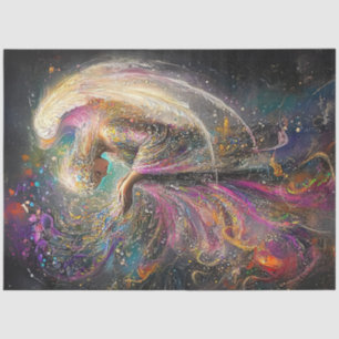 Decoupage Whimsical Easter Angel Swirling Colors Tissue Paper