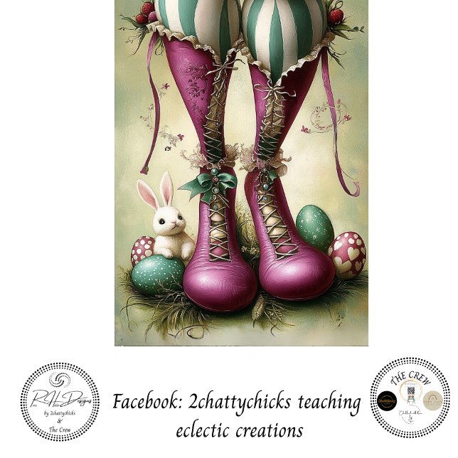 Decoupage Whimsical Easter Striped Bunny Boots Tissue Paper (Creator Uploaded)