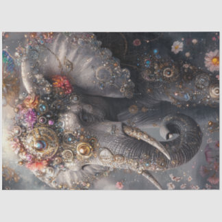 Decoupage Whimsical Elephant Jewelry Adorned Tissue Paper