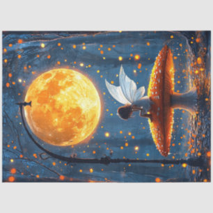 Decoupage Whimsical Fairy Glowing Mushroom  Tissue Paper