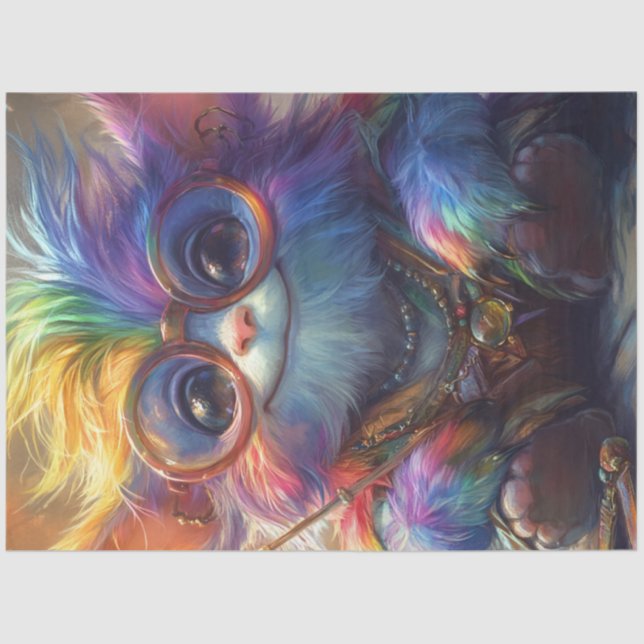 Decoupage Whimsical Fantasy Creature Vibrant Color Tissue Paper (Front)
