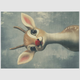 Decoupage Whimsical Fawn at Christmas Tissue Paper