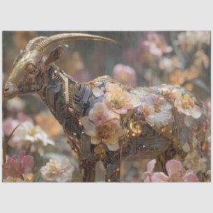 Decoupage Whimsical Floral Goat Futuristic Tissue Paper