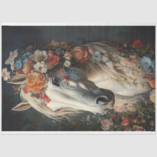 Decoupage Whimsical Flower Adorned Winning Horse Tissue Paper