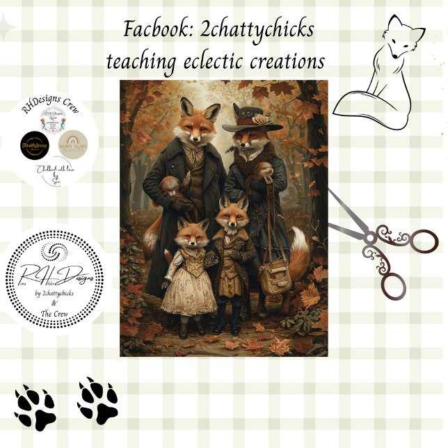 Decoupage Whimsical Fox Family Fall Scenery  Tissue Paper (Creator Uploaded)