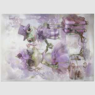 Decoupage Whimsical Frog Couple Traveling Tissue Paper