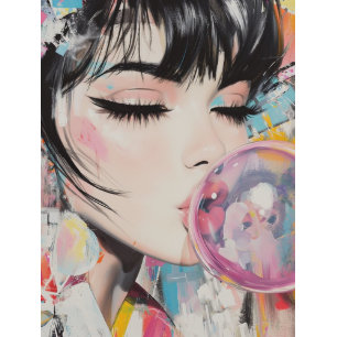 Decoupage Whimsical Girl & Her Bubble Gum Memories Tissue Paper