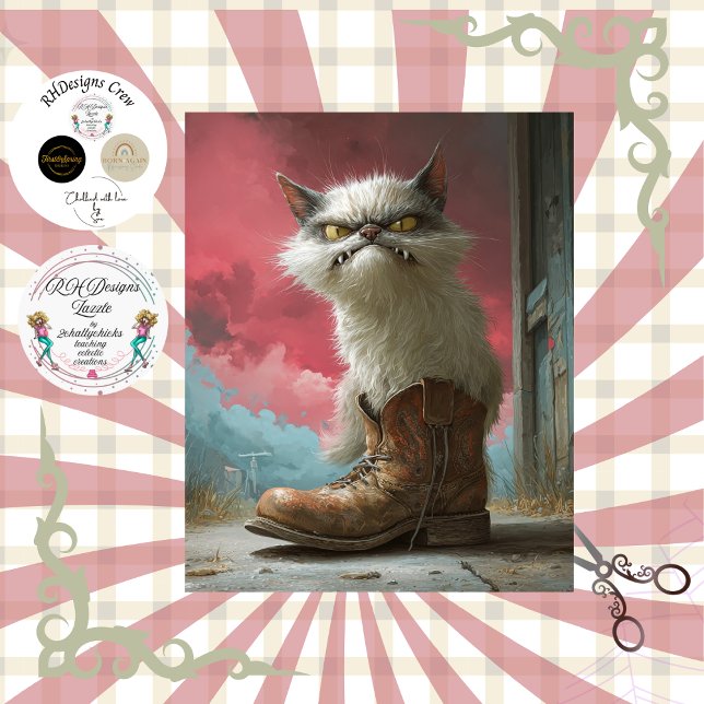 Decoupage Whimsical Grumpy Cat  Tissue Paper (Creator Uploaded)