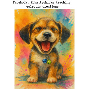 Decoupage Whimsical Happy Beagle Pup Abstract  Tissue Paper