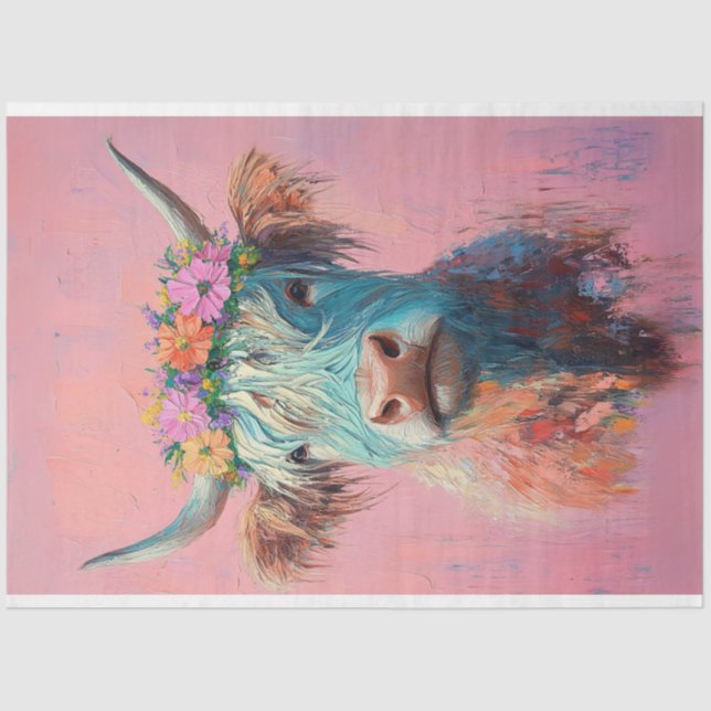 Decoupage Whimsical Highland Bessie Tissue Paper (Front)