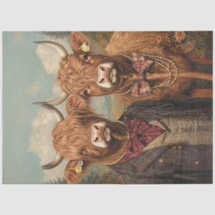 Decoupage Whimsical Highland Cow Couple Tissue Paper