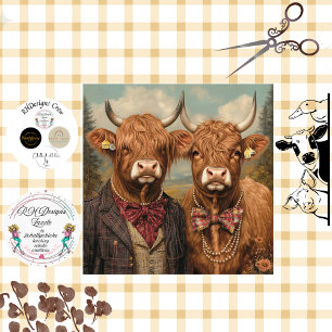 Decoupage Whimsical Highland Cow Couple  Tissue Paper