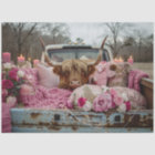 Decoupage Whimsical Highland Cow Truck Pink Settin