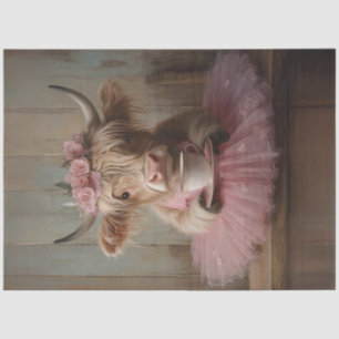 Decoupage Whimsical Highland Mini Cow & Coffee  Tissue Paper