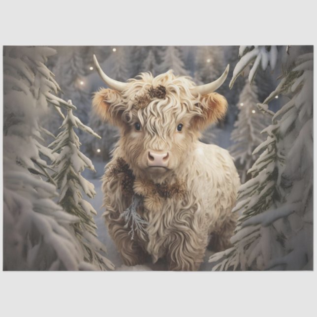 Decoupage Whimsical Highland Winter Wonderland Tissue Paper (Front)