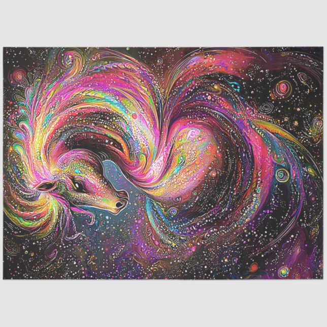 Decoupage Whimsical Horse Vibrant Abstract Swirl  Tissue Paper (Front)