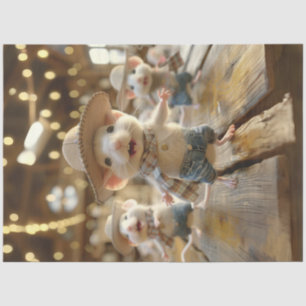 Decoupage Whimsical Line Dancing Mouse Tissue Paper