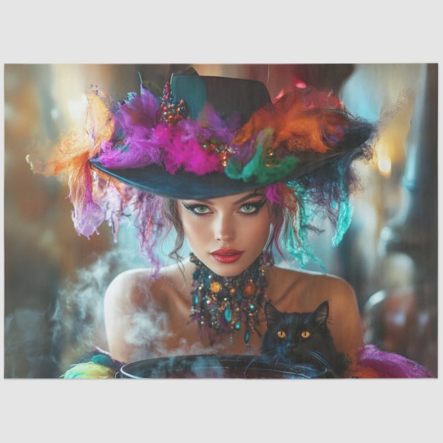 Decoupage Whimsical Magical Good Witch  Tissue Pap Tissue Paper (Front)