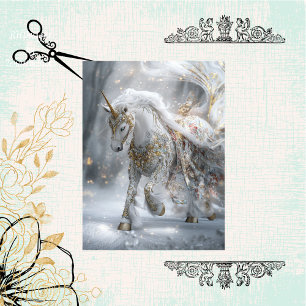 Decoupage Whimsical Majestic Unicorn Embellished Tissue Paper