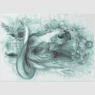 Decoupage Whimsical Monochromatic Horse Portrait Tissue Paper