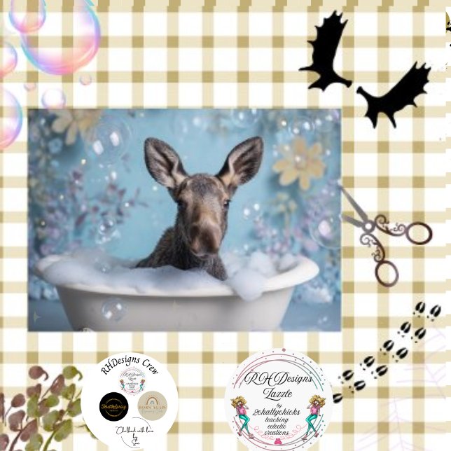 Decoupage Whimsical Moose Bubble Bath  Tissue Paper (Creator Uploaded)