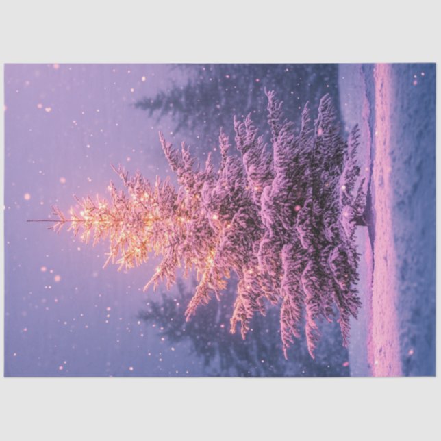 Decoupage Whimsical Pastel Pink Christmas Tree Tissue Paper (Front)