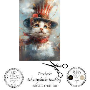 Decoupage Whimsical Patriotic Paws The Cat  Tissue Paper