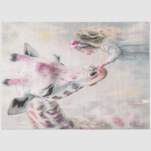 Decoupage Whimsical Pink Giraffe Lil Girl Tissue Paper