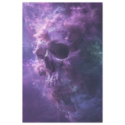 Decoupage Whimsical Purple Smoke Glowing Skull  Tissue Paper