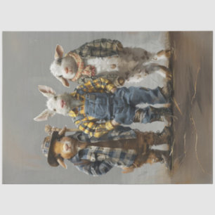 Decoupage Whimsical Rabbit, Goat, Sheep Farmers Tissue Paper