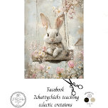 Decoupage Whimsical Rabbit Swinging Cottage Charm  Tissue Paper