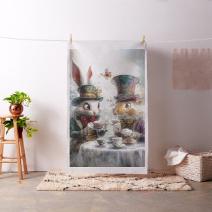 Decoupage Whimsical Rabbits in Alice Wonderland Fabric