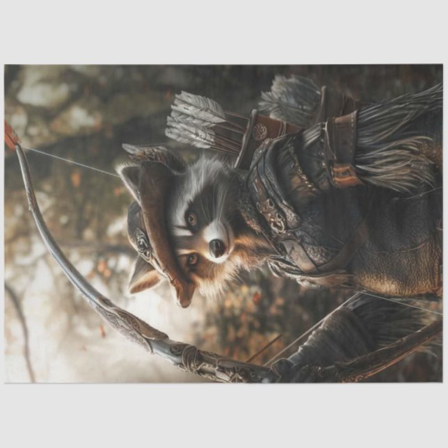 Decoupage Whimsical Racoon Robyn Hood of Forest Tissue Paper (Front)