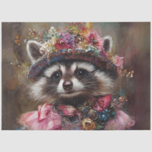 Decoupage Whimsical Racoon Vintage Attire Tissue Paper