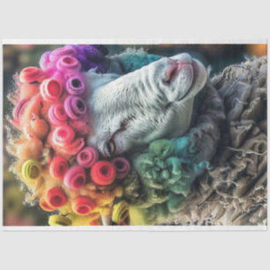 Decoupage Whimsical Ram Rainbow Colored Tissue Paper