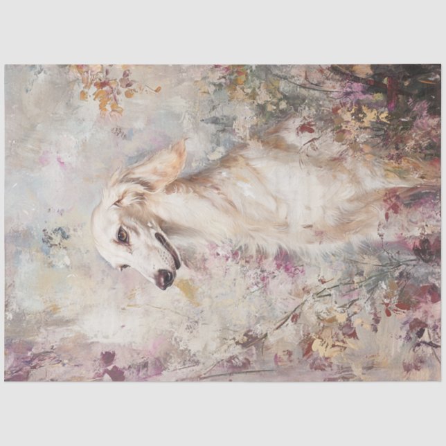 Decoupage Whimsical Saluki Dog Portrait  Tissue Paper (Front)