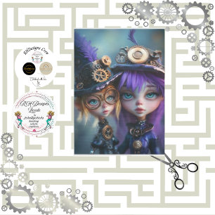 Decoupage Whimsical Steampunk Girls Andrea & Rena Tissue Paper