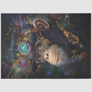 Decoupage Whimsical Steampunk Monkey Vibrant Color Tissue Paper