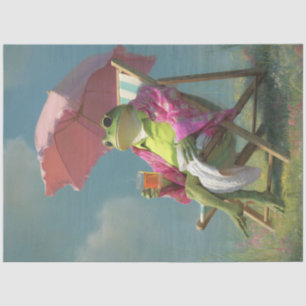 Decoupage Whimsical Summer Frog on Hot Day Tissue Paper