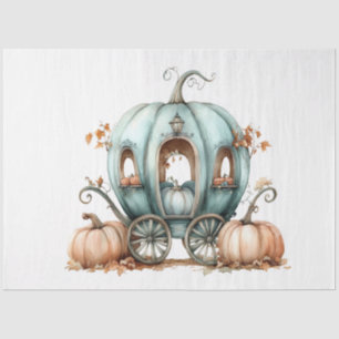 Decoupage Whimsical Teal Pumpkin Carriage Tissue Paper