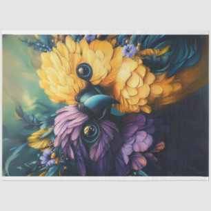 Decoupage Whimsical Teal Yellow Conure Parrots Tissue Paper