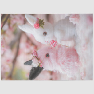 Decoupage Whimsical Valentine Bunny Couple Tissue Paper