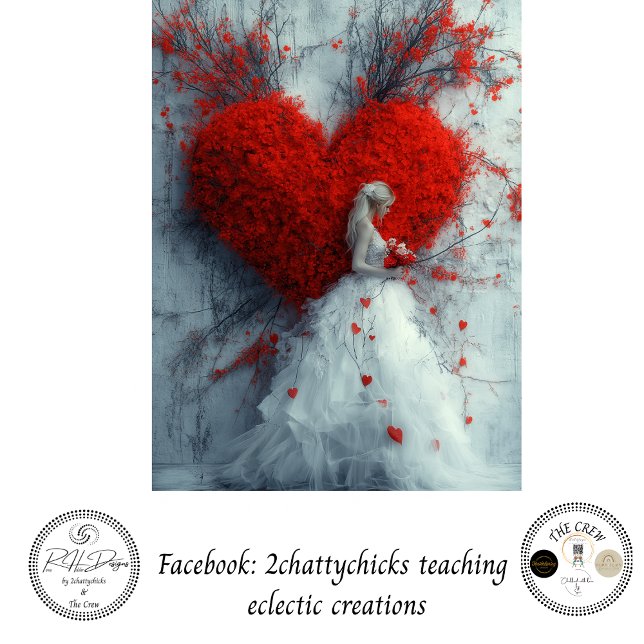 Decoupage Whimsical Valentine Heart & Lady  Tissue Paper (Creator Uploaded)