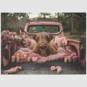 Decoupage Whimsical Valentine Highland Cow Truck  Tissue Paper