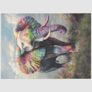 Decoupage Whimsical Vibrant African Elephant Tissue Paper