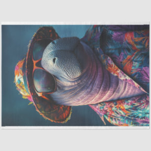 Decoupage Whimsical Vibrant Colored Beach Manatee Tissue Paper