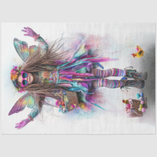 Decoupage Whimsical Vibrantly Dressed Easter Girl  Tissue Paper