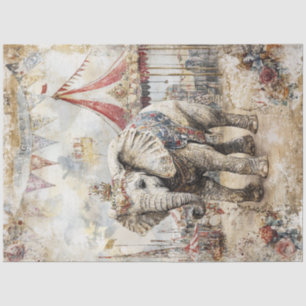 Decoupage Whimsical Vintage Elephant Circus Scene Tissue Paper