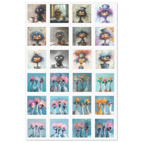 Decoupage Whimsical Wackadoodle Character Club 1  Tissue Paper